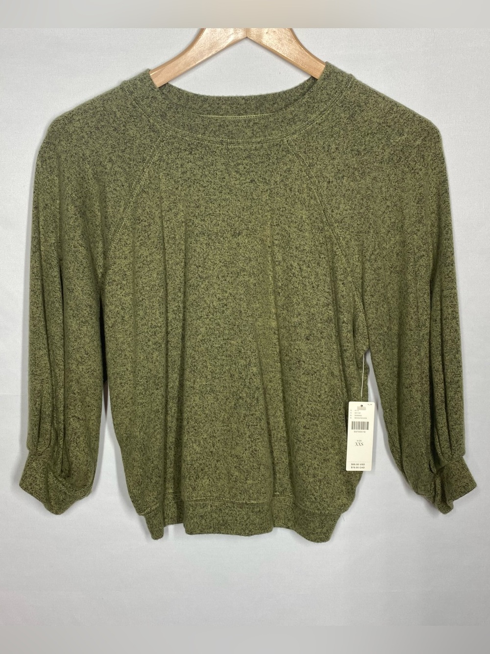 NWT Anthropologie PILCRO Green Sweater. XXS. Balloon Sleeved & Slightly Cropped
